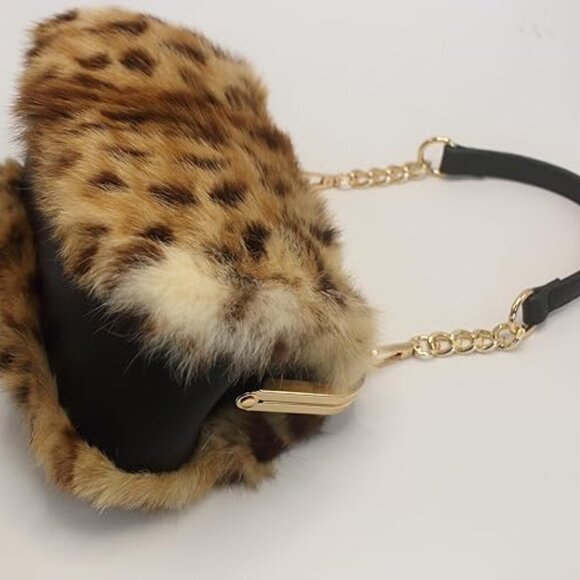 Neiman Marcus Elegant Light Coffee Leopard Print Handbag - Picture 7 of 7